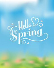 Naklejka na ściany i meble spring season, sky background and typographic. vector