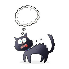 thought bubble cartoon scared black cat