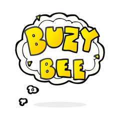 thought bubble cartoon buzy bee text symbol