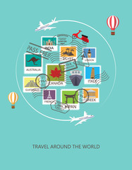 Image of travel around the world background, printed on Printed Glass Splashbacks