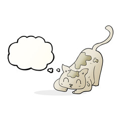 thought bubble cartoon cat playing