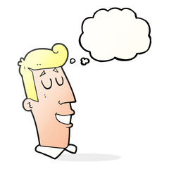 thought bubble cartoon grinning man