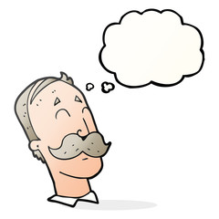 thought bubble cartoon ageing man with mustache