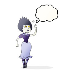 thought bubble cartoon vampire girl waving