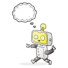 thought bubble cartoon little robot
