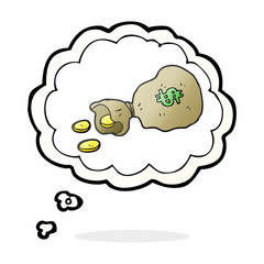 thought bubble cartoon bag of money