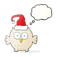 thought bubble cartoon owl wearing christmas hat