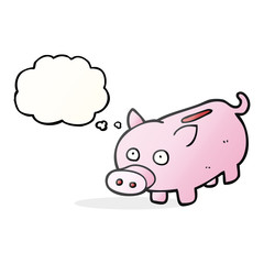 thought bubble cartoon piggy bank