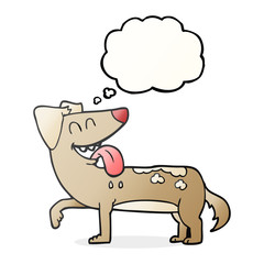 thought bubble cartoon panting dog