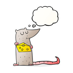 thought bubble cartoon mouse with cheese
