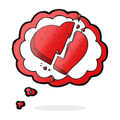 thought bubble cartoon broken heart symbol
