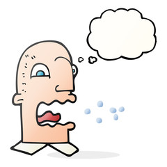 thought bubble cartoon burping man