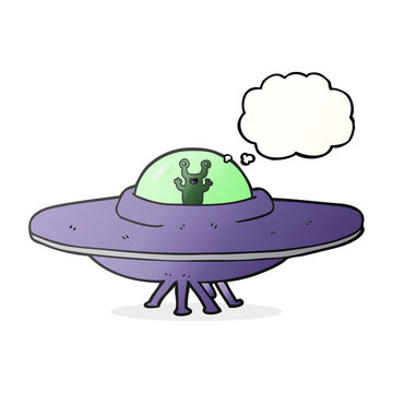 thought bubble cartoon alien spaceship