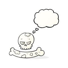 thought bubble cartoon skull and bone symbol