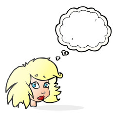 thought bubble cartoon female face