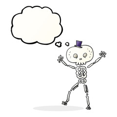 thought bubble cartoon dancing skeleton
