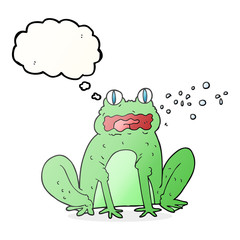 thought bubble cartoon burping frog