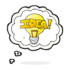 thought bubble cartoon idea light bulb symbol
