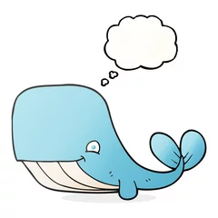 Fotobehang thought bubble cartoon happy whale © lineartestpilot