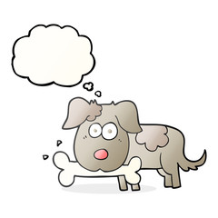 Obraz na płótnie Canvas thought bubble cartoon dog with bone
