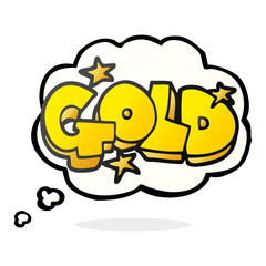 thought bubble cartoon word gold