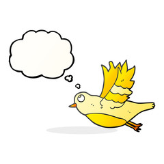 thought bubble cartoon bird flying