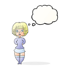 thought bubble cartoon happy woman