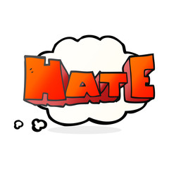 thought bubble cartoon word Hate