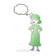 thought bubble cartoon alien woman