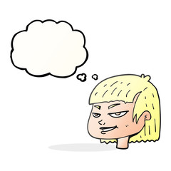 thought bubble cartoon mean looking girl
