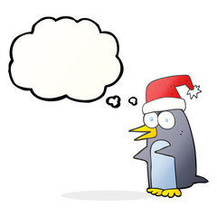 thought bubble cartoon christmas penguin