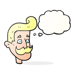 thought bubble cartoon man with mustache