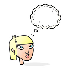 thought bubble cartoon female face