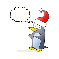 thought bubble cartoon christmas penguin