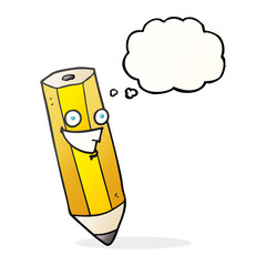happy thought bubble cartoon pencil