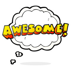 thought bubble cartoon awesome word