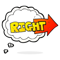 thought bubble cartoon right symbol pointing