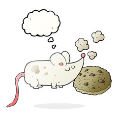 cute thought bubble cartoon mouse and cookie