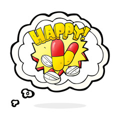 thought bubble cartoon happy pills