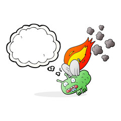thought bubble cartoon fly crashing and burning