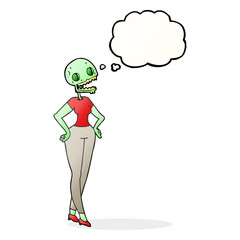 thought bubble cartoon zombie woman