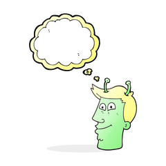 thought bubble cartoon alien man