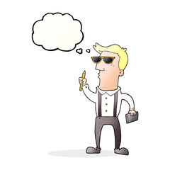 thought bubble cartoon man with notebook