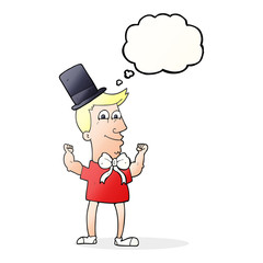 thought bubble cartoon celebrating man