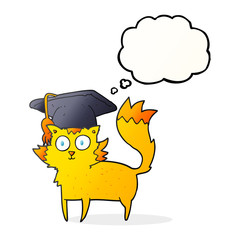 thought bubble cartoon cat graduate