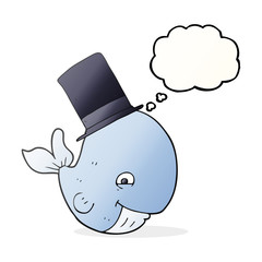 thought bubble cartoon whale in top hat