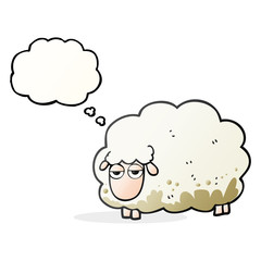 thought bubble cartoon muddy winter sheep