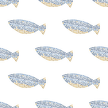 Decorative ocean fish pattern seamless in vector.