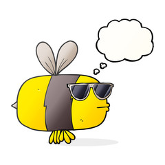 thought bubble cartoon bee wearing sunglasses