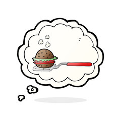 thought bubble cartoon spatula with burger